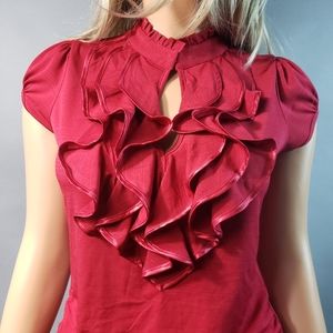 Heartsoul small top, cap sleeves ruffle front